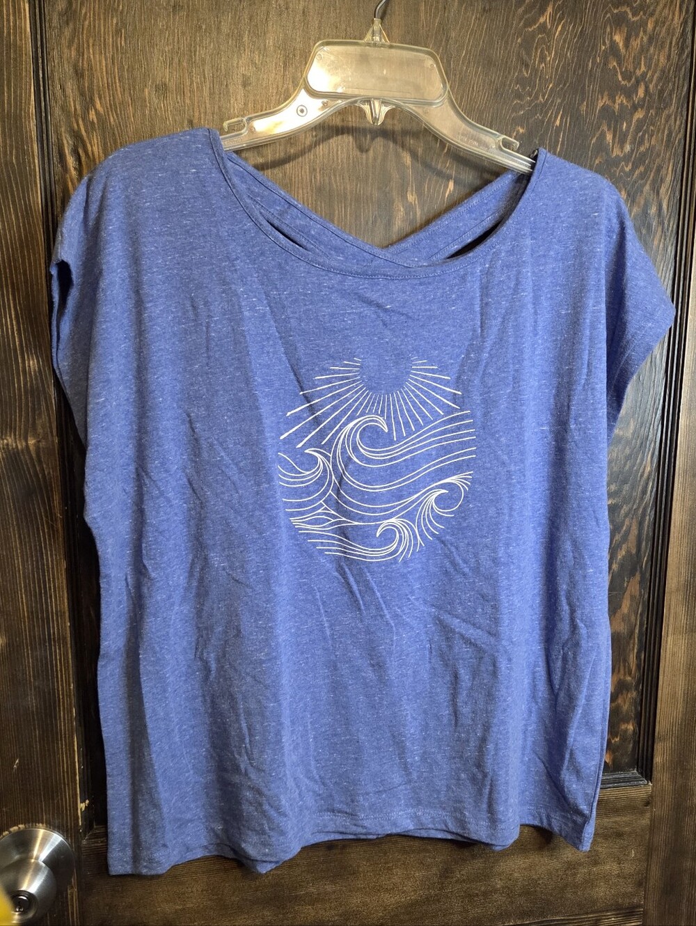 NWT Synergy Organic Clothing "Ocean Wave" Cross Back Slouchy Tee Sz L